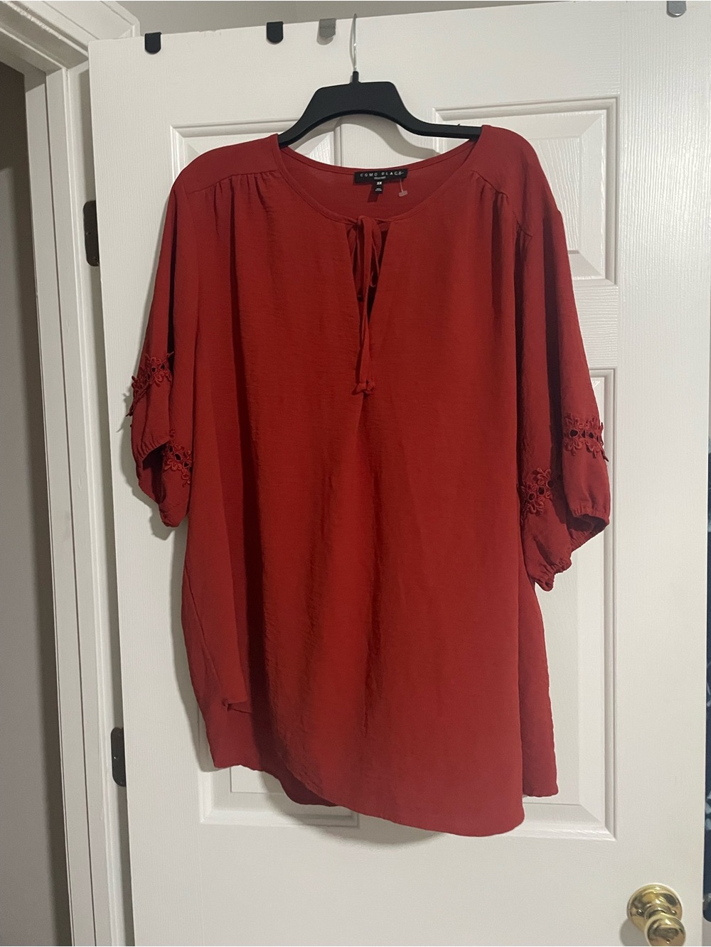 Coco black 3x rust peasant top